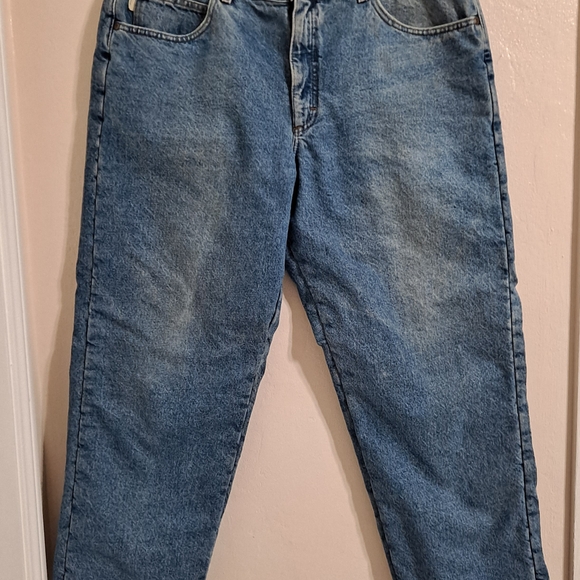L.L. Bean Natural Fit Blue Jeans Classic Denim Flannel Lining Work Pants Size 40 - Picture 1 of 9